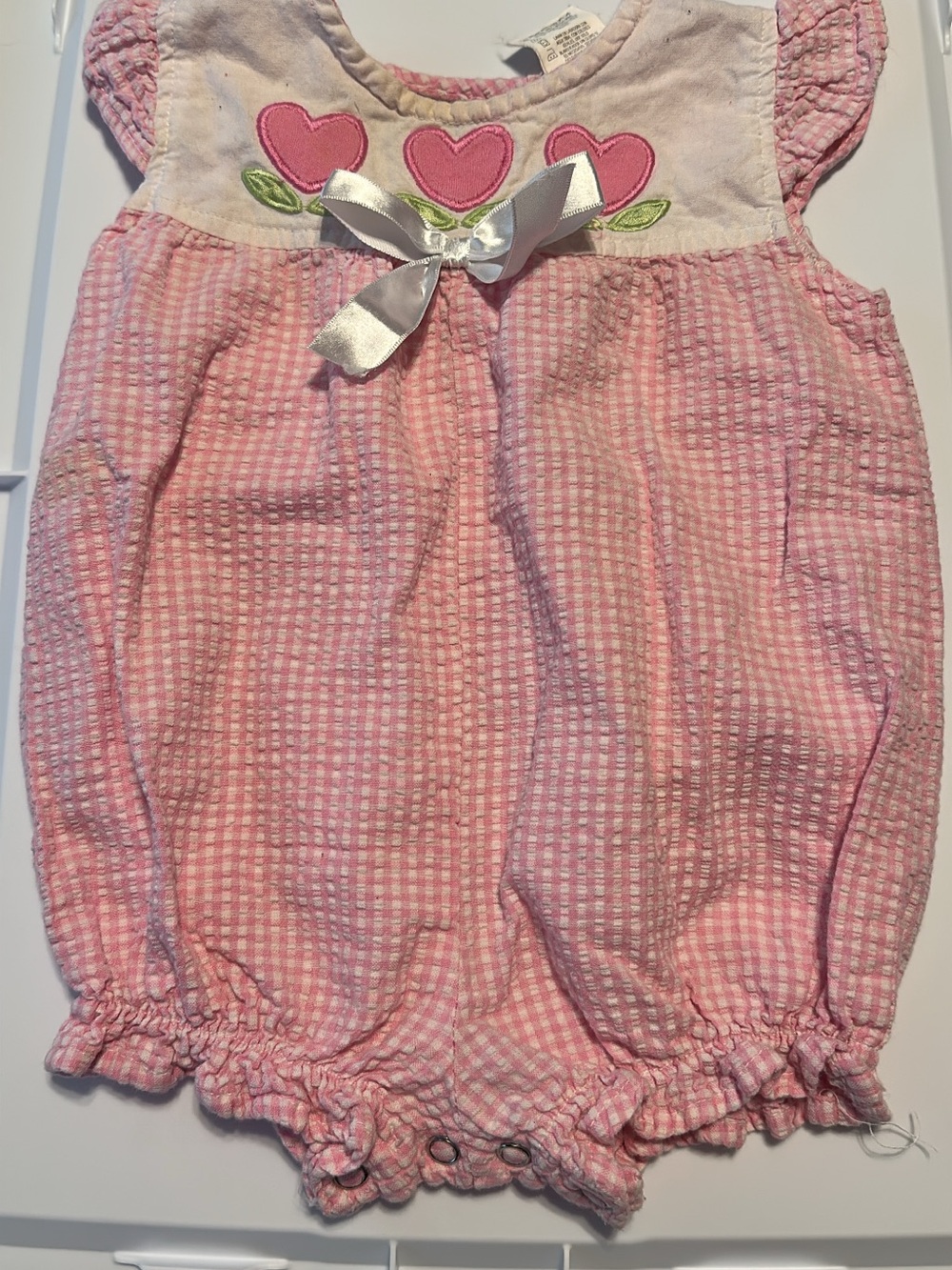 Pink Heart Appliqué Baby Romper